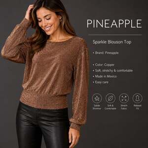 Pineapple Sparkle Blouson Top in Copper